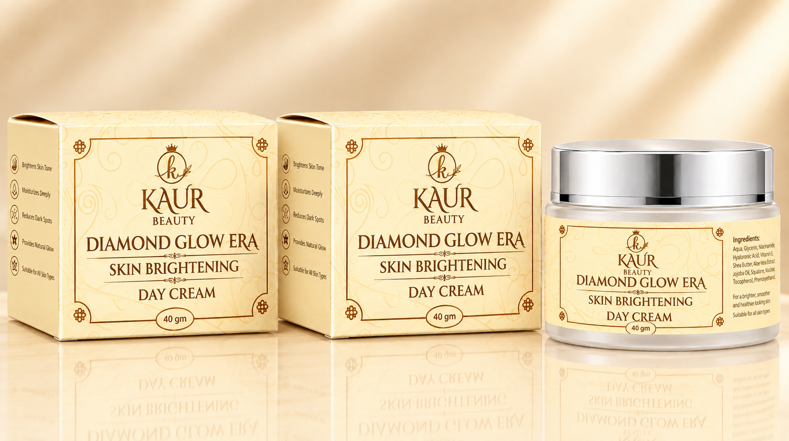Kaur Beauty Diamond Glow Era Skin Brightening Day Cream – 40gm ( pack of 2 )