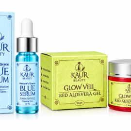Kaur Beauty Nature’s Grace Blue Serum + Glow Veil Red Aloevera Gel Combo.